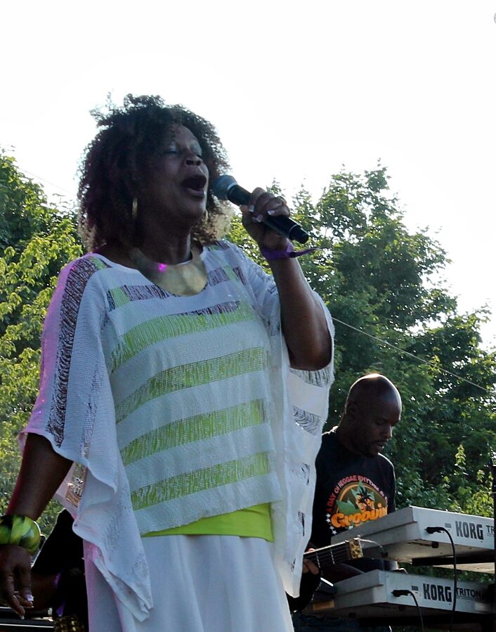 An historic moment with Judy Mowatt (L) and Marcia Griffiths at Groovin' in the Park