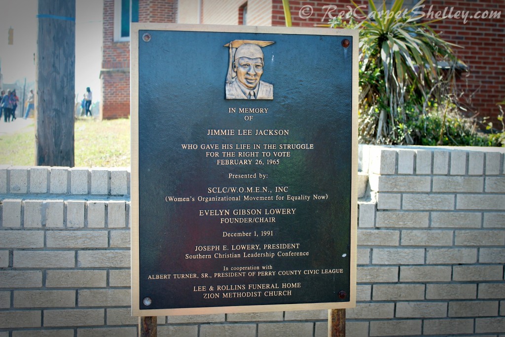 Marker at location where Jimmie Lee Jackson was murdered by state troopers.