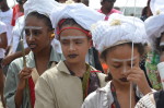 Lilliputians wait to cross the stage in the section FLY A KITE from Lilliput Children’s Theatre’s 2015 Kiddies Carnival presentation, BIG, designed by Merylle Mahabir. Photo courtesy Roba Ofili.