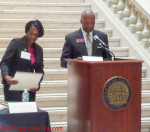 Caribbean Chamber of Commerce President, Jackie Watson receives Governor Deal's Proclamation for Caribbean American Heritage