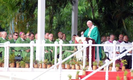 Pope Francis celebrating Mass in Havana’s Revolution Square on Sunday