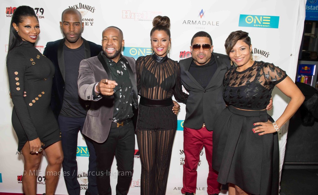 cast of The Next 15 with Carlos King (exec producer) and Lori Hall (SVP Marketing, TV One)